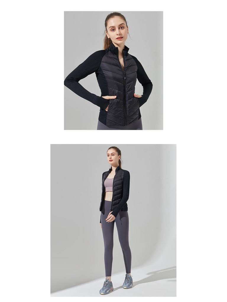 LULU Slim Fit Windproof Down Yoga Jacket - Warm, Thin, and Ideal for Outdoor Running & Sports.