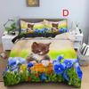 3D Pet Cat Bedding Set Cute Animal Duvet Cover 2/3 Piece Set Soft Zipper AU180 * 210 Full Size Luxury Comfortable Home Textile