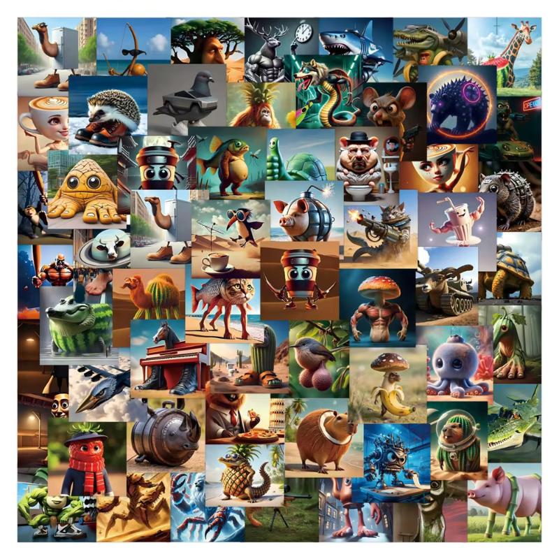 80PCS Italian Brainrot Stickers Tung Tung Tung Sahur Tralalero Tralala Stickers for DIY Skateboard Water Bottle Fridge Decor