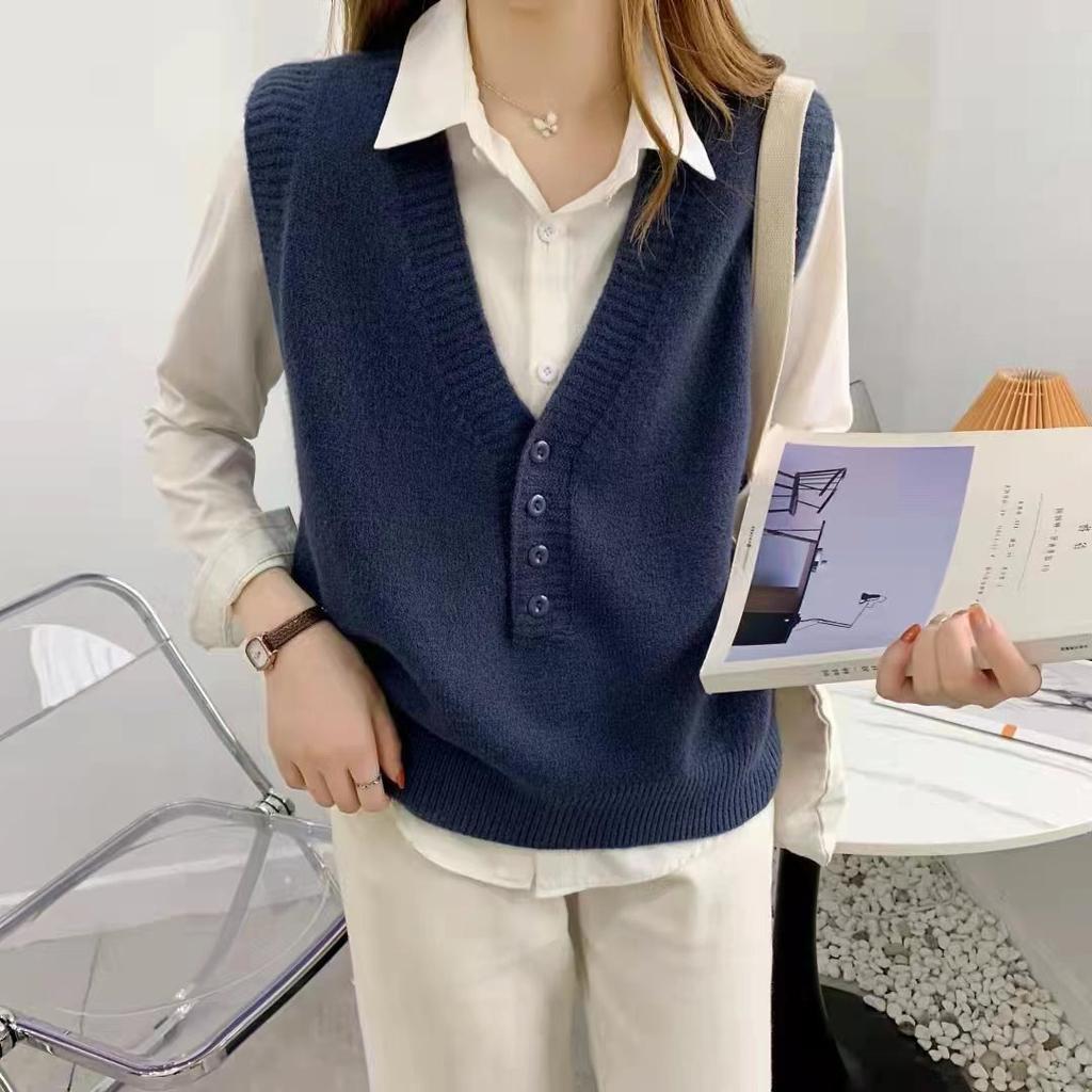 Knitted Vest for Women, New Korean Version, Loose and Stylish Layering Outfit, Sleeveless Sweater, Vest Outfit