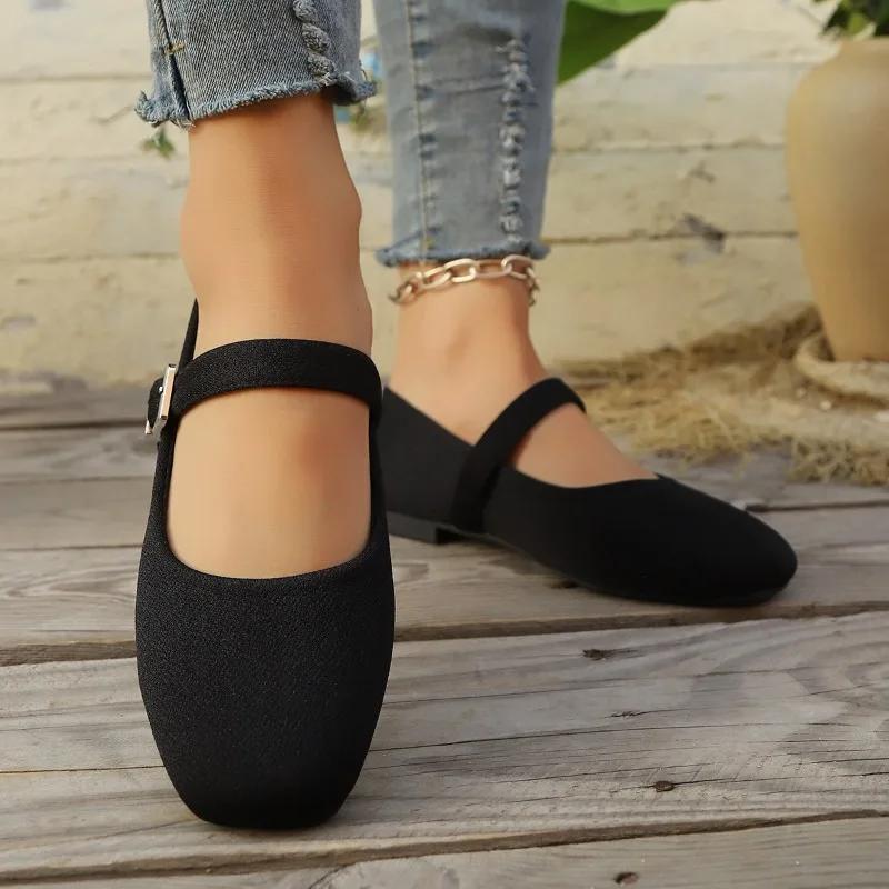 Fashion 2025 New Women's Slip-On Flat Shoes with Buckle Comfortable Casual Loafers Wide Width Light Weight Ladies Flats Best Seller