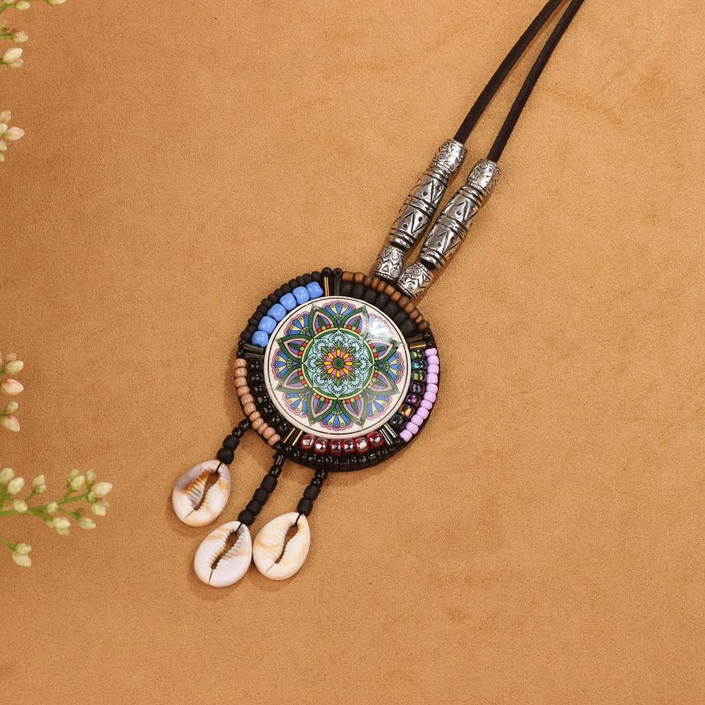 Bohemian Ethnic Retro Necklace, Sweater Chain, Tassel Pendant, European and American Bright and Fashionable Accessories