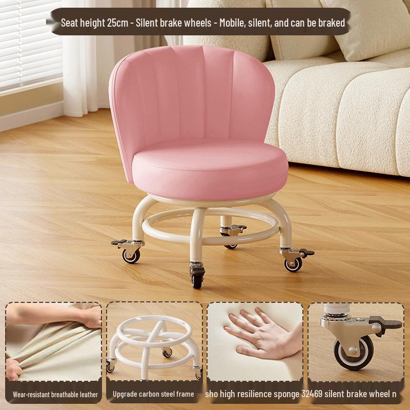 Children's Rotating Stool with Backrest and Silent Wheels