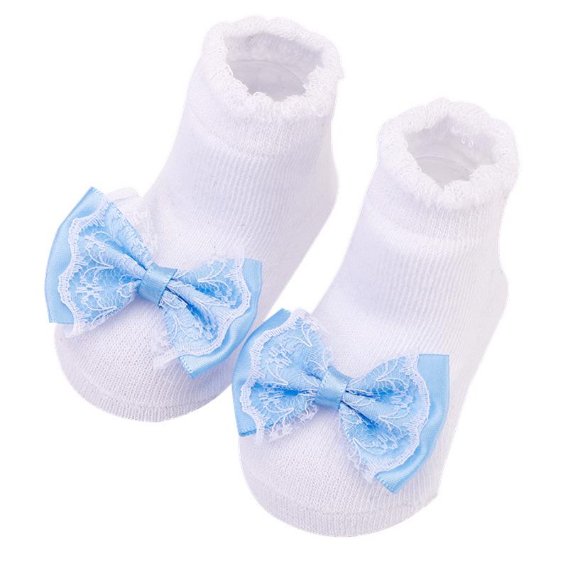 Cartoon Stripe Mesh Bow Baby Socks - Cute European & American Style