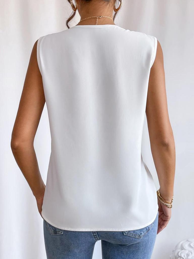 Summer 2025 Multi-layer V-neck Solid Color Women's Vest Top