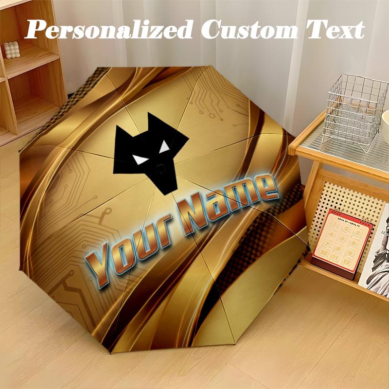 8 Rib Auto Folding Umbrella Wolverhampton Wanderers Football Print Custom Name Text Portable Rain Gear