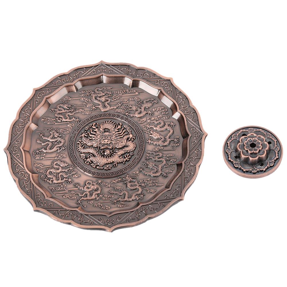 

Nine Dragon Incense Plate Holder Burner Stick Zinc Alloy Home Worship Decoration