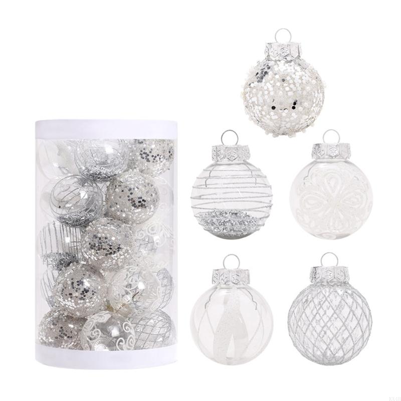 KX4B 25pcs Christmas Ball Ornaments Hanging Ball Holiday Wedding Party Decorations серебряный