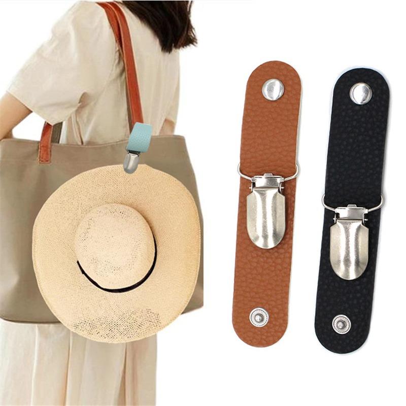 HOT 2PCS Travel Hat Clip Outdoor Backpack Luggage Storage Bag Leather Multifunctional Straw Accessories