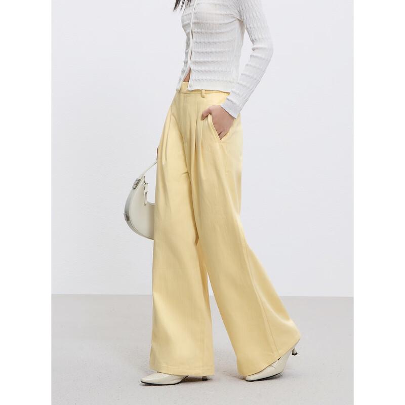 Peacebird Women's High-Waist Wide-Leg Relaxed Textured Trousers