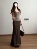 Relaxed Vintage Three-Piece Set: Cardigan, Tank Top & Midi Skirt