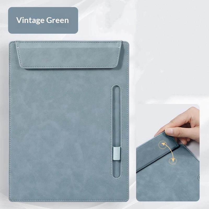 A4 PU Leather Clipboard Magnetic Absorption Clip Portable Signature Pad for Business Office Document Storage
