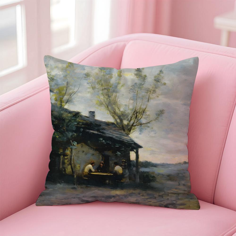 JJeanBaptisteCamille Corot Cushion Cover Pillow Case Ultra Soft Skin Friendly Fabric Cloud Like Comfort Concealed Zipper