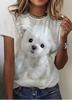 2024 New Women's T-Shirt Cute Puppy Pattern Printed Women's T-Shirt Extra Large Size T-Shirt Summer Ladies