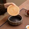 Wasserspeichertopf mit Rattanuntersetzer, Aufzuchttopf, Japanischer Trockenbrühtisch, Einschichtiges kleines Teetablett, Dicke Keramikabdeckungsschale