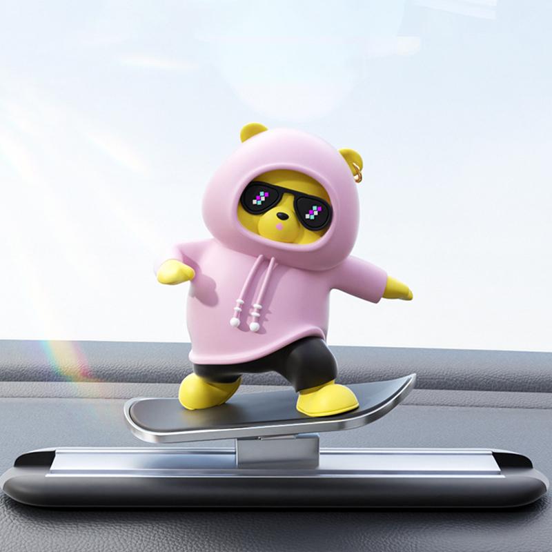 Cartoon Animal Car Interior Center Console Decoration Sliding Bear Dashboard Ornament Anime Auto Accessories 2024Creative Gifts