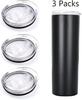 20-ounce water cup replacement thin lids (3-pack), 2.7-inch cup mouth, non-slip silicone leak-proof sliding lids compatible with multiple brands