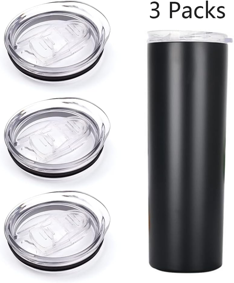 20-ounce water cup replacement thin lids (3-pack), 2.7-inch cup mouth, non-slip silicone leak-proof sliding lids compatible with multiple brands
