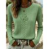 2026 Womens Oversized Knit-Style Crewneck Sweatshirt With 3D Clover Print Thick Warm Streetwear Top