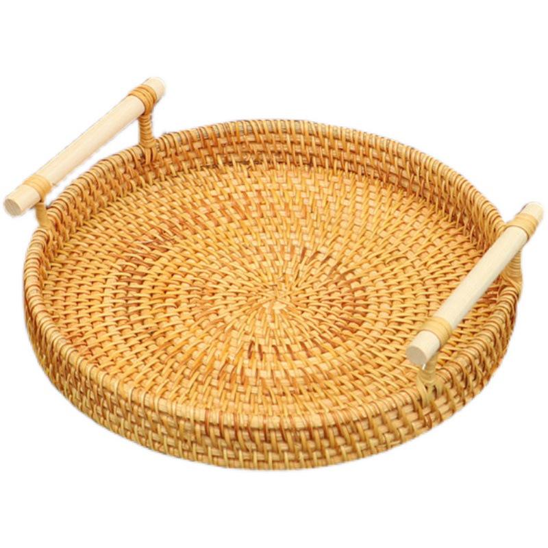 Panier à pain et à fruits en rotin tissé à la main - Plateau en bambou pour rangement et décoration de la maison