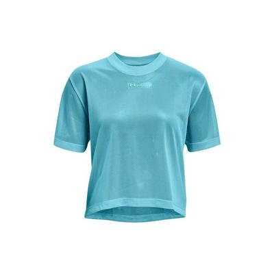 Solid Color Short Sleeve Mesh Training T-Shirt Women Tops Blue 1371072-293