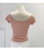 Korean Sweet & Spicy Lace Large Neckline Slim T-Shirt – Women's Summer 2024 Collection