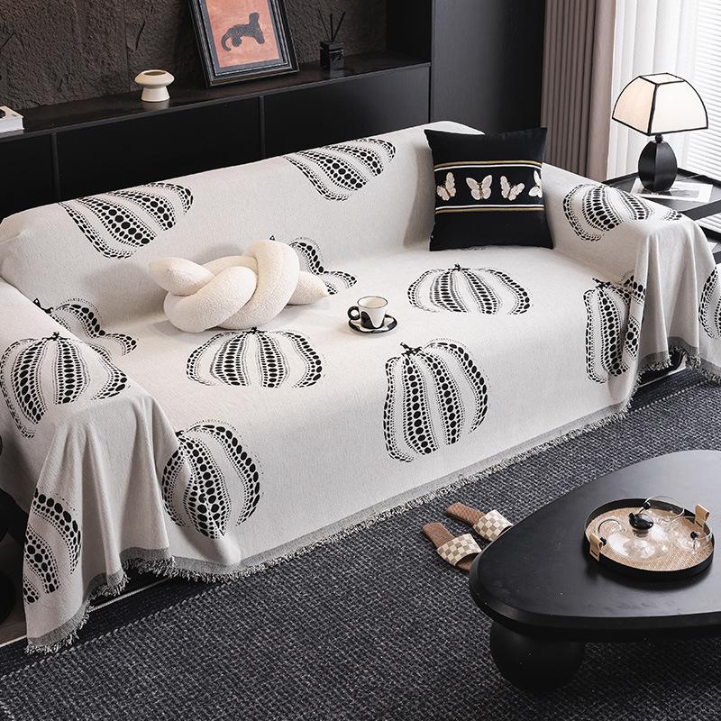 

1pc Modern Pumpkin Pattern Chenille Sofa Cover Blanket Artistic Tassel Design for Living Room, Bedroom, or Office Decor 180 * 130cm single pack
