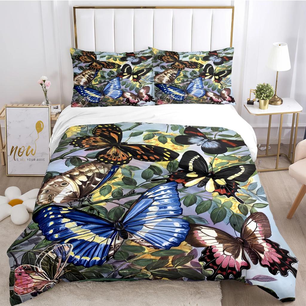 Colorful Flying Butterfly All Season Duvet Cover Comforter Bedding Set Soft Quilt Cover and Pillowcases SingleDoubleQueenKing
