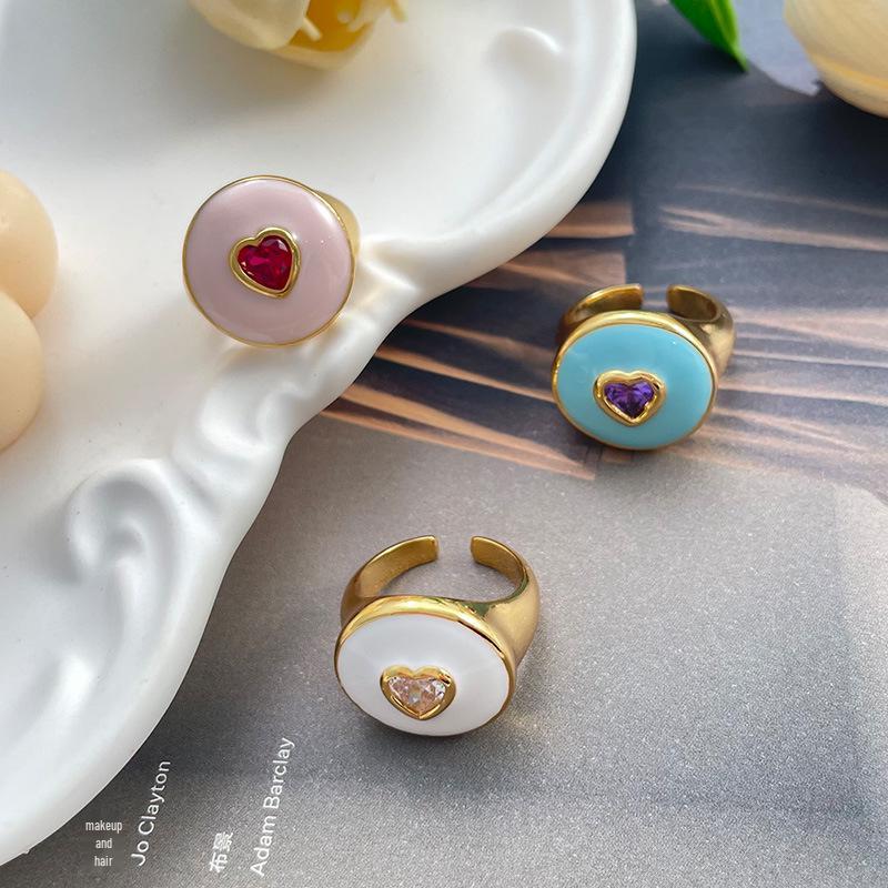 

Korean Style Colorful Heart Drop Zircon Stud Earrings for Women