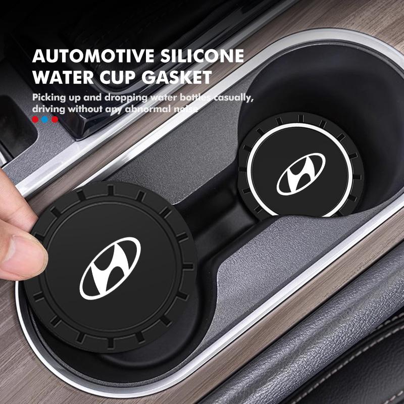 2pcs Car Coaster Water Cup Bottle Mat Silicone Non Slip Pad For Hyundai Azera GDI i10 i20 i30 i40 ix20 ix35 Sonata Santafe XX1