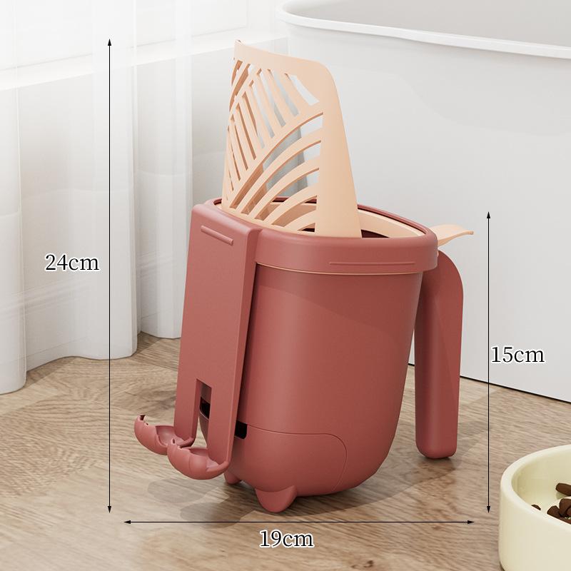 Two-in-one Large-capacity Cat Litter Integrated Shovel Head Garbage Can