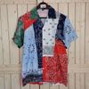 2021 Printed Color Block Shirt Summer European and American Men's Shirt Summer Beach Short Sleeve