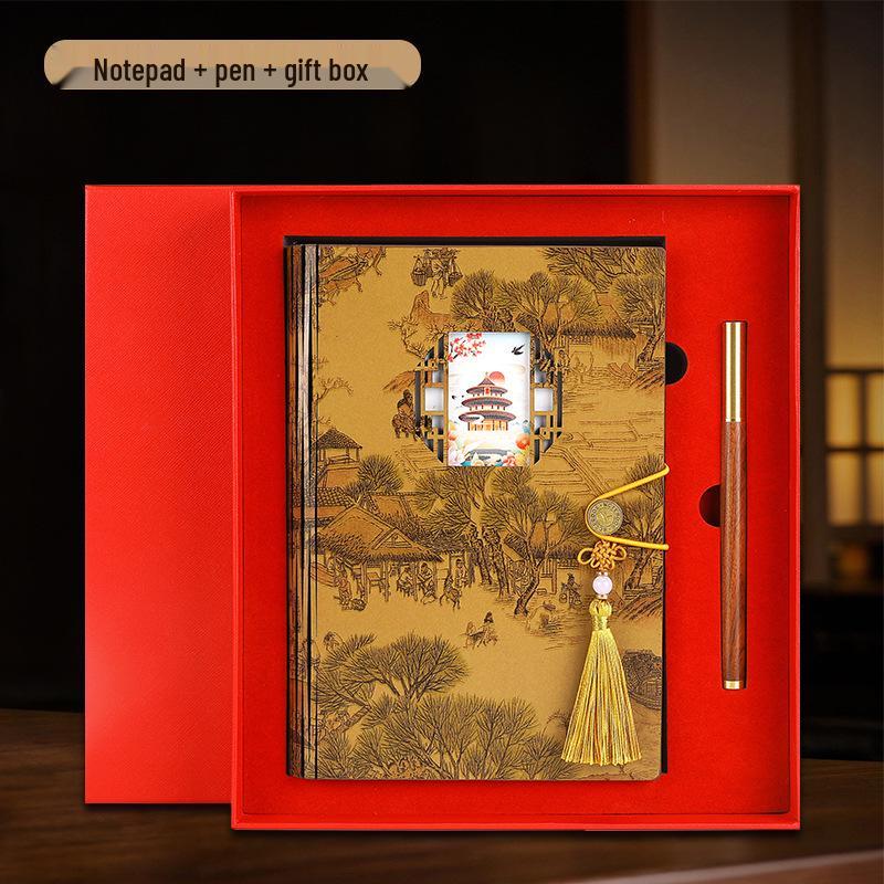 Premium Wooden Notebook Gift Set: Customizable Journal with Logo for Business Souvenir
