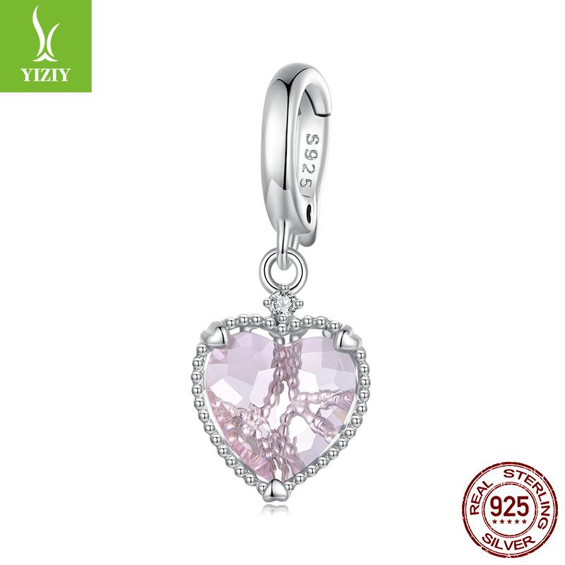 Pink Love Diy Bracelet Necklace Pendant, Girl Dream Sweet Wind S925 Sterling Silver Beads