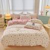 Flowers Bedding Set with Pillowcase Bed Sheet Single Full Size Bed Linen Washed Cotton Duvet Cover Set Queen/King Double Size