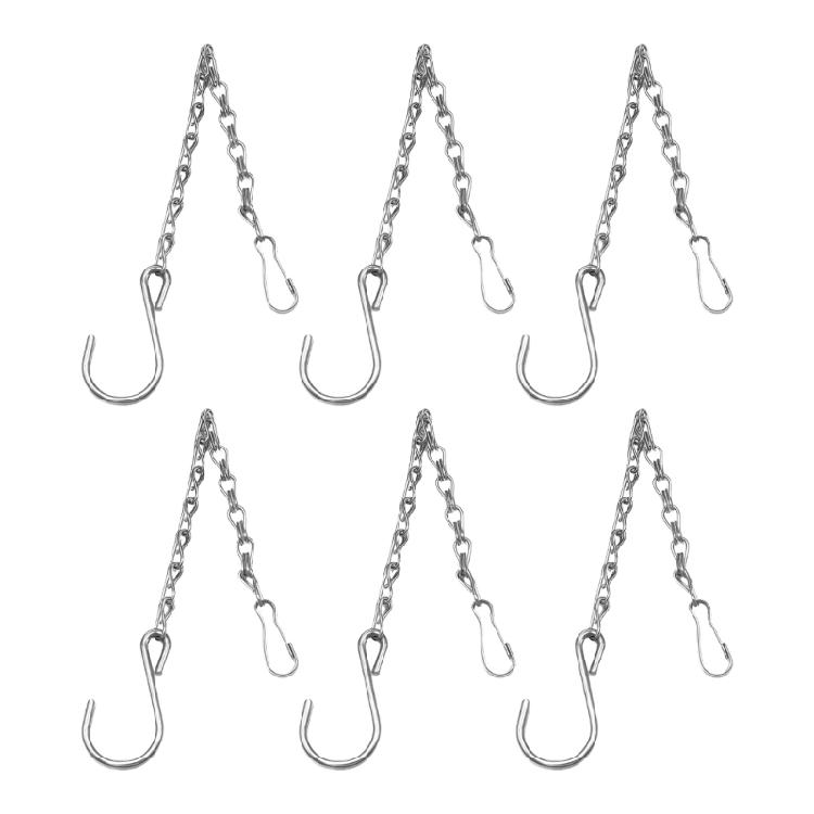 

6Pcs Heavy Duty Hanging Flower Basket Planter Pot Replacement Chain Double Hook Hanging Chain Wind Chimes Hanging Hook белый
