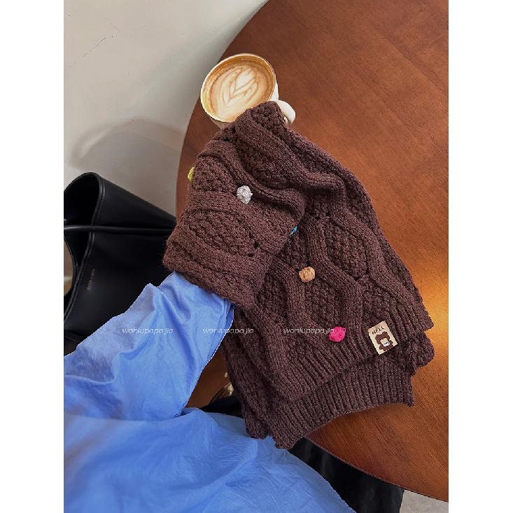 Soft Rainbow Candy Bean Knitted Wool Scarf For Winter Women With Thick Velvet And Student Warmth Versatile Neck