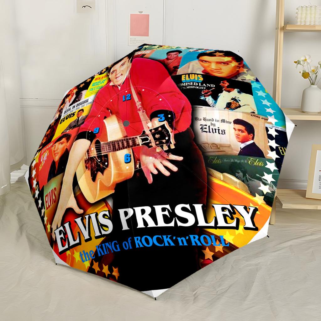 Ombrello Portatile Automatico Elvis Presley's Comeback Special Compatto Resistente Design a 8 Stecche Plastica Resistente Ferro Ombrello per Tutte le Stagioni per Viaggio