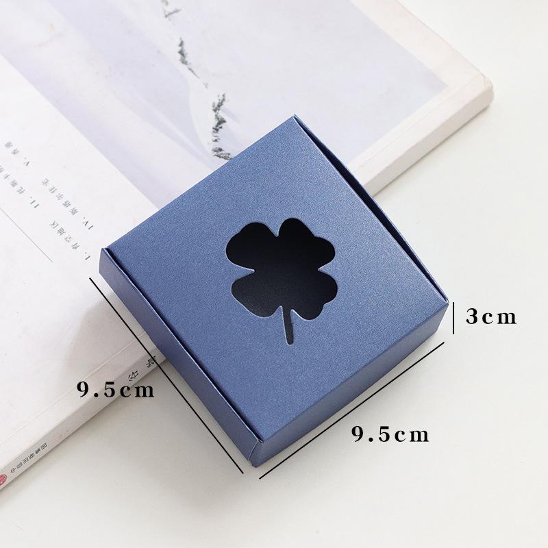 12pcs Gift Boxes with Four-leaf Clover Window Mini Treat Boxes for Gift Soap Kraft Paper Wrap Box for Wedding Party Festival