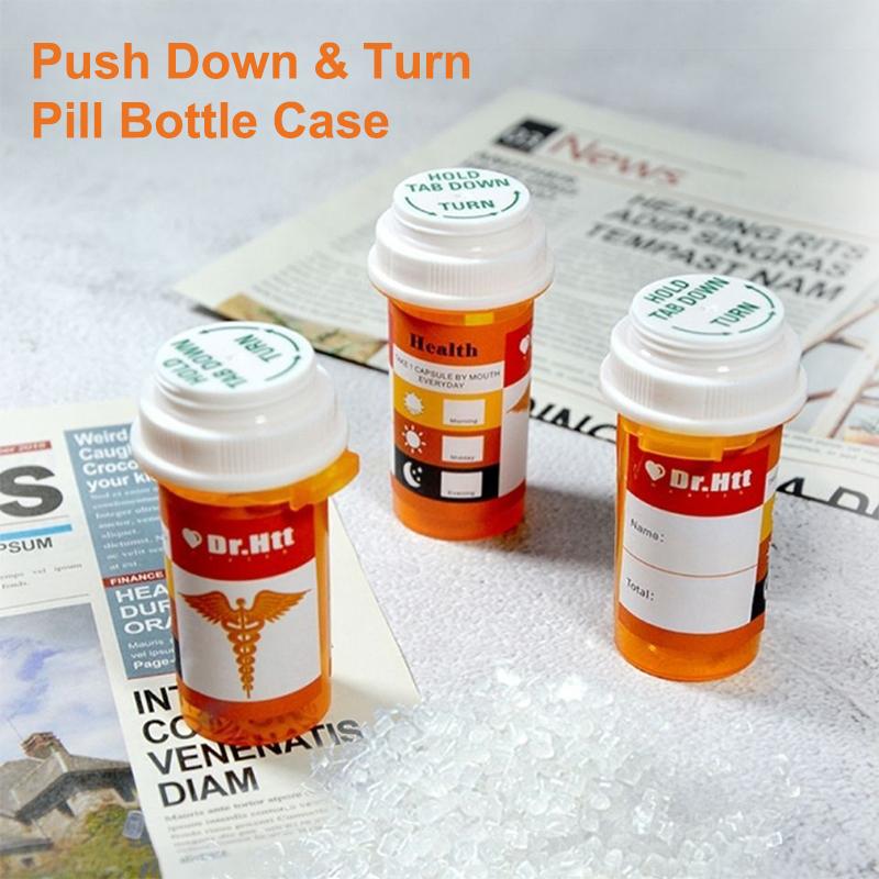 50Ml Push Down & Turn Vial Container Pocket Plastic Storage Stash Jar Pill Bottle Case Box Herb Container