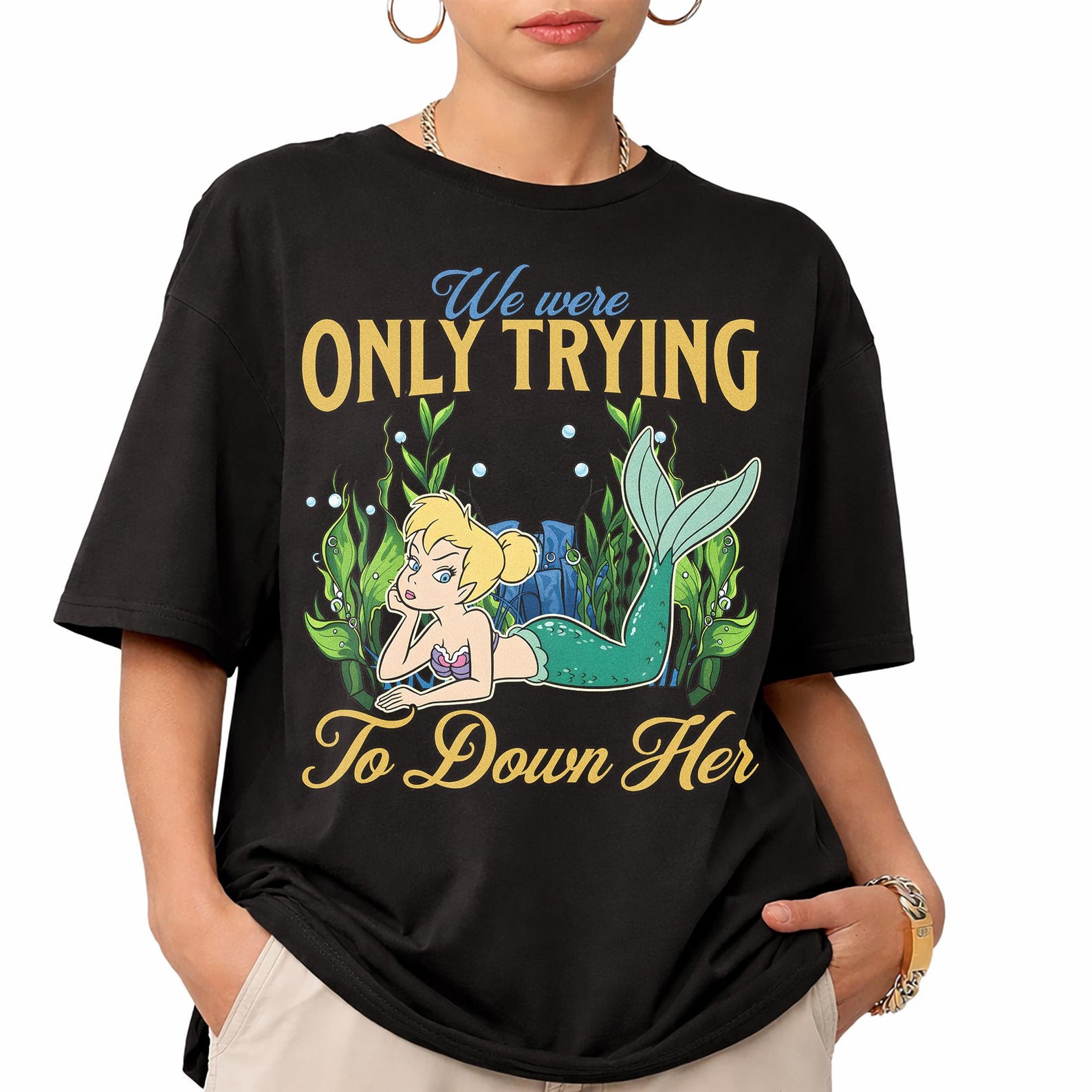 Peter Pan Mermaid Lagoon Dark Humor Shirt, Funny Vacation Top 4XL