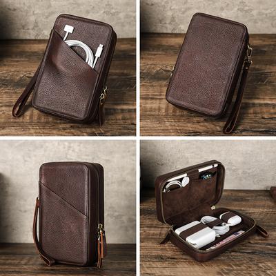 Suitable For Data Cable Capacitor Pen Leather Storage Box Handmade Phone Accessories Zipper Storage Bag
