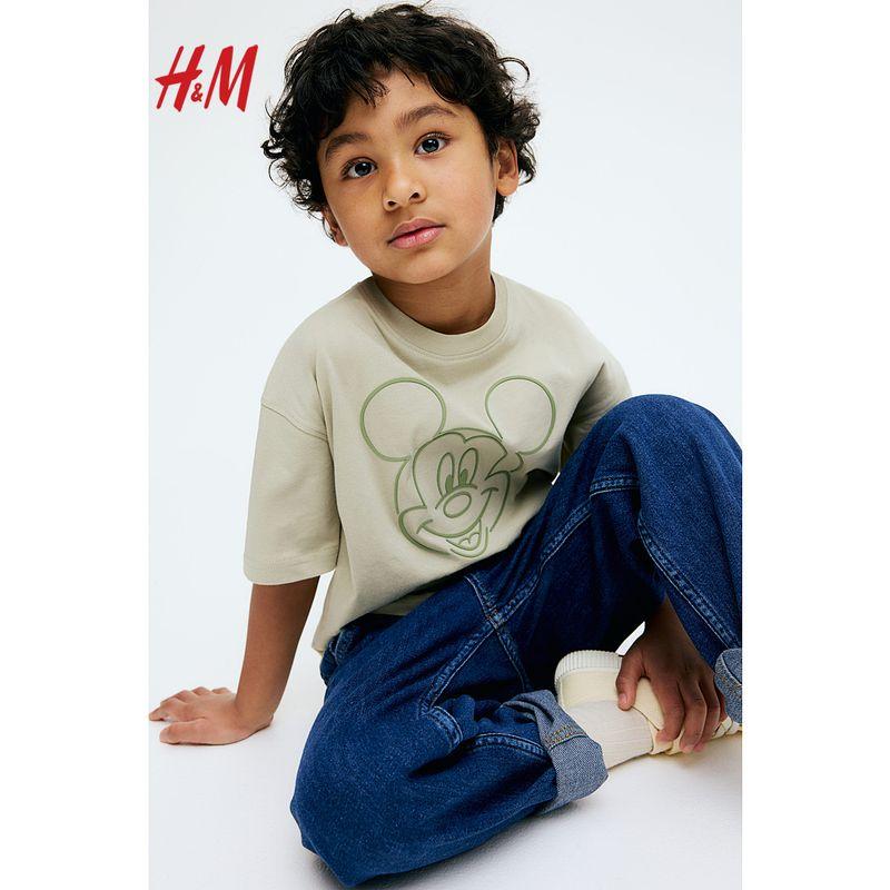 

[Серия Disney] HM Детская одежда Мальчики Девочки Футболка 2025 Лето Новая Мультяшный принт Короткий рукав 1269368 Light Khaki Green/Mickey Mouse 140/68(8-10Y)