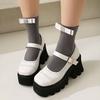 Mary Jane Shoes Thick Heel High Heel College Style Small Leather Shoes Niche Design Sense Thick Sole Single Shoes Women Fat Feet Wide Feet Women Shoes