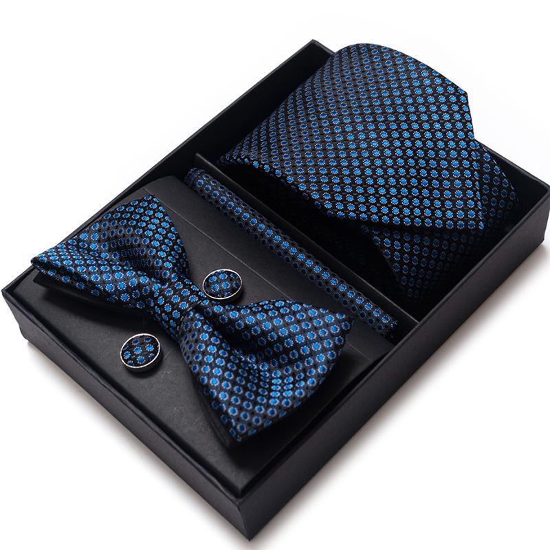 Men'S Business Dress Party Tie Gift Box Fashion Tie Square Scarf Combination Set Tie Bow Tie Set
