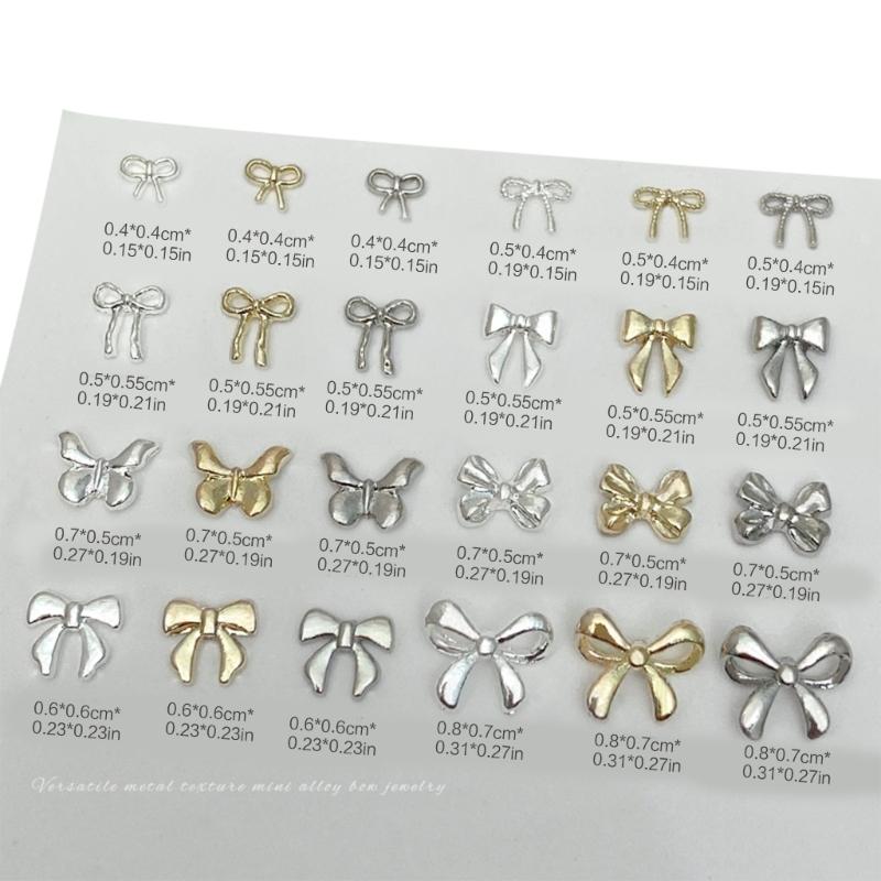 20pcs Metal Bowknot Nails Art Decoration 3D Nail Charms for Women Nails Art