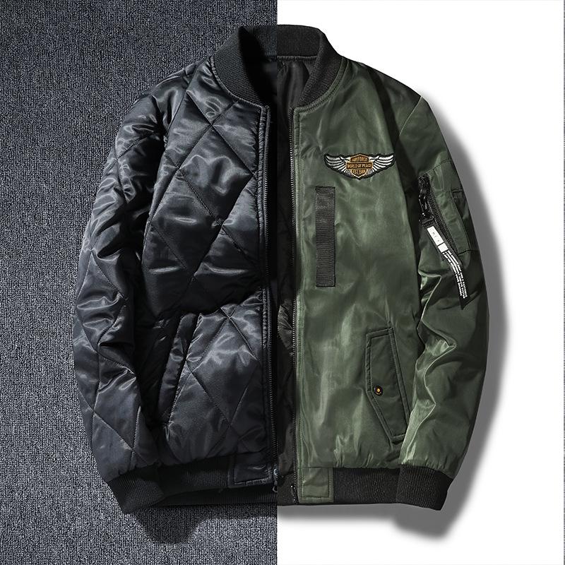 Men's Reversible Thickened Air Force Pilot Jacket - Trendy Plus Size Korean Baseball Style for Autumn/Winter