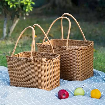 Kosz piknikowy tkany, kosz ręczny, warzywa, pojemnik tkany ręcznie, przenośny portfel, ciasto owocowe, imitacja rattanu, dekoracja domu
