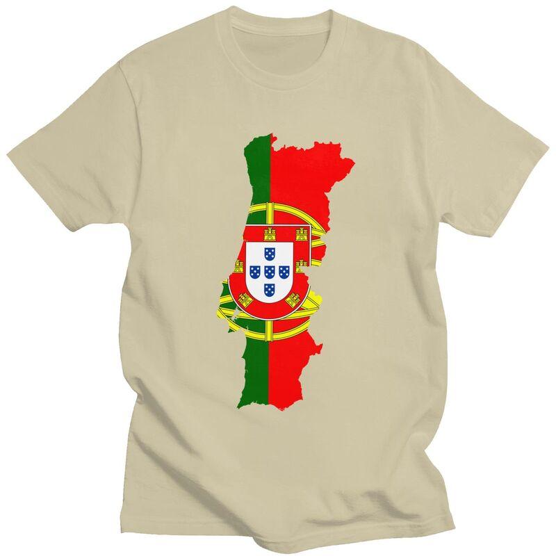 Custom Portugal Map Flag Tshirts for Men Short Sleeves Casual T Shirt Tshirt Slim Fit Pure Cotton Tees Gift Idea