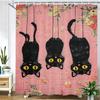 Cartoon niedliche Katze Druckstoff Duschvorhang Badezimmervorhang, Blumen Tiere und Katzen Heimdekorationsvorhang mit Haken